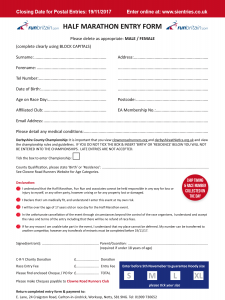 Clowne Half Marathon Entry Form
